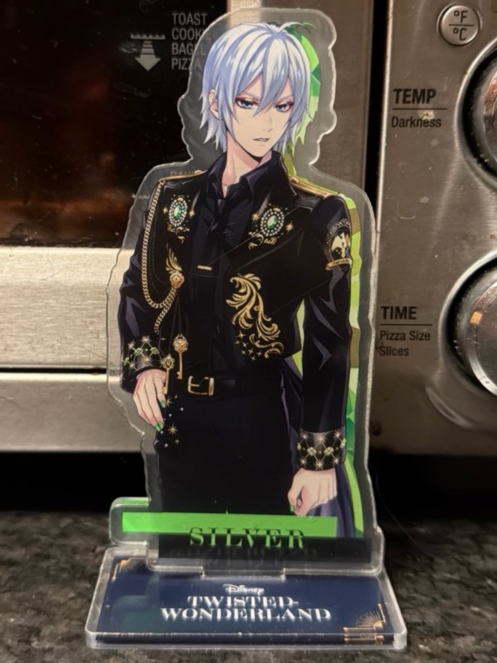 Disney Twisted-Wonderland Silver Acrylic Stand - Black & Green Accents